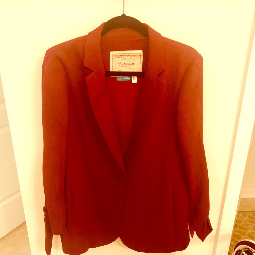 Anthropologie Burgundy Blazer with Ties 8 NWOT